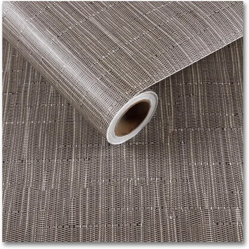 Miniatura 2 de CRE8TIVE Papel tapiz marrón topo para despegar y pegar de 12 x 80 pulgadas, papel tapiz de tela de hierba tejida sintética, extraíble, autoadhesivo