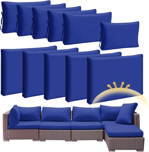 Miniatura 13 de Patelai 11 piezas de fundas impermeables para cojines de patio para muebles seccional de exterior de mimbre de ratán, sofá de patio, silla, fundas