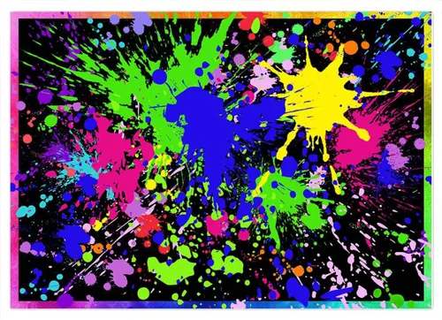 Avezano Telón de fondo de fiesta de neón brillante que brilla en la oscuridad, graffiti colorido, pintura de salpicaduras, telón de fondo de limo,