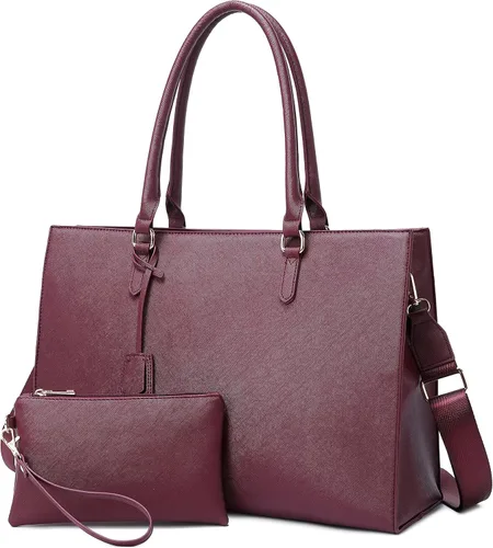 Miniatura 9 de Bolsa para laptop para mujer, de 17 pulgadas, bolsas de trabajo casuales con puerto de carga USB, bolsa de mano para portátil con bolso de mano Negro