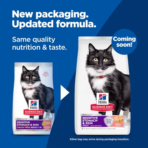 Miniatura 2 de Hill's Science Diet Estómago y piel sensibles, adultos de 1 a 6 años, soporte de sensibilidad estomacal y de la piel, alimento seco para gatos