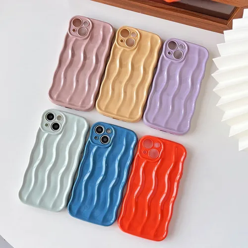 Miniatura 7 de Caseative Funda para iPhone 11, diseño de ondas rizadas, suave, compatible con iPhone (azul, iPhone 11)