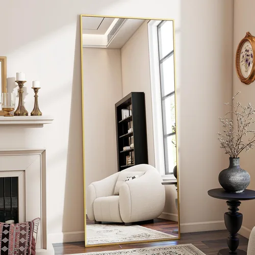 Miniatura 16 de BEAUTYPEAK - Espejo de longitud completa con soporte, de 56 pulgadas x 21 pulgadas, espejo de piso con marco fino de aleación de aluminio, espejos