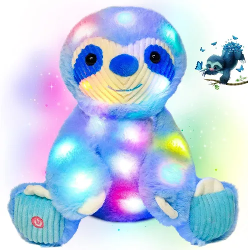 Miniatura 13 de Peluche LED de dinosaurio azul iluminado, para cumpleaños, Navidad, juguetes de peluche T-Rex, regalos para niños pequeños, 12.5 pulgadas