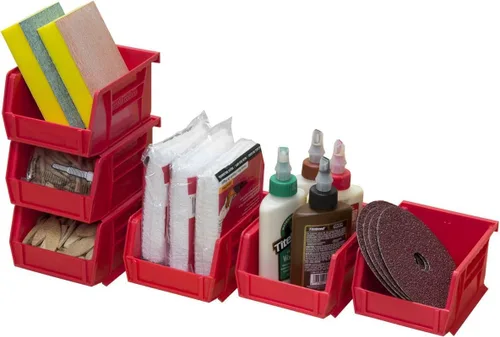 Miniatura 8 de Akro-Mils 30210 AkroBins contenedores de plástico para almacenamiento, se pueden colgar y son apilables, (5 x 4 x 3 pulgadas), color rojo, 6
