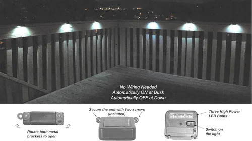Miniatura 8 de Wunder Foco solar – LED ultra brillante 3X – Luz exterior con clip/adhesivo para buzón, señales de seguridad, valla y cubierta – Sensor automático