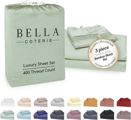 Miniatura 67 de Bella Coterie - Juego de sábanas de lujo de viscosa de bambú para cama tamaño split king 2 sábanas ajustadas para camas Sleep Number y camas 06