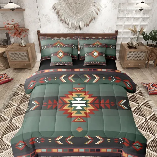 Miniatura 45 de Feelyou Juego de edredón geométrico del suroeste para niños y niñas, edredón nativo del suroeste, tamaño individual, juego de ropa de cama