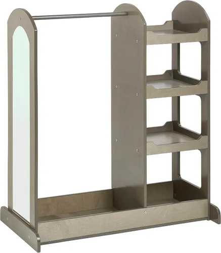 ECR4Kids Centro de disfraces con organizador de disfraces de espejo, muebles Montessori, gris lavado