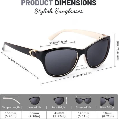 Miniatura 5 de LVIOE Gafas de sol polarizadas para mujer gafas de sol clásicas de moda antirreflejos 100 protección UV