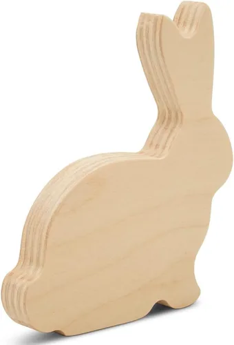 Miniatura 4 de Woodpeckers - Conejo de madera grueso de 4 pulgadas, paquete de 3 recortes de conejo de madera sin terminar para manualidades, decoración de bandeja