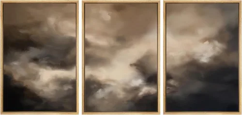 SIGNWIN Lienzo enmarcado para pared, juego de arte dramático de cielo tormentoso, ilustraciones de paisaje nuboso Moody, arte moderno decorativo