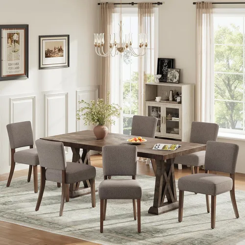 Miniatura 27 de MALOL Juego de 2 sillas de comedor tapizadas, sillas de cocina de tela moderna con respaldo, patas de madera para cocina, comedor, restaurante, beige
