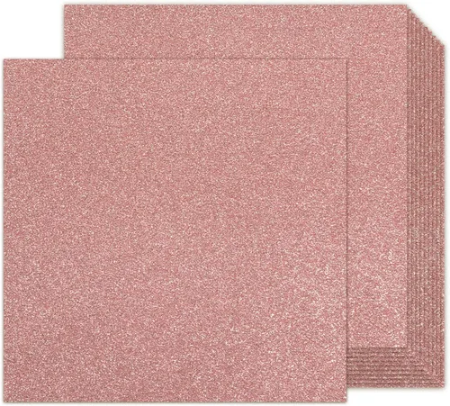Cartulina de Purpurina Rosa Doble Cara - Goefun 24 Hojas 12x12, 280 g/m²/100 LB Papel Metálico Rosa para Tarjetas de San Valentín, Decoración de