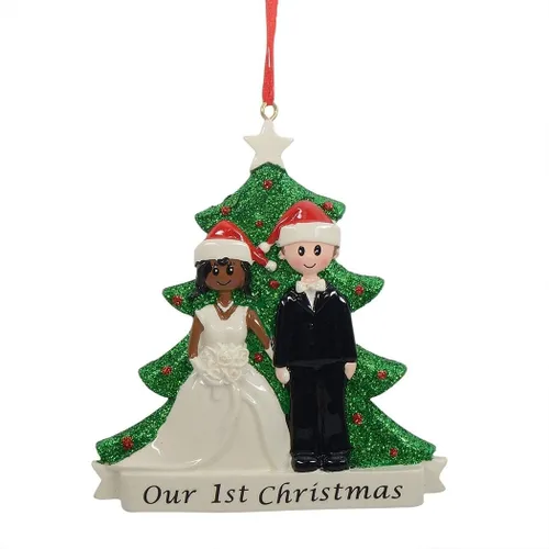 Miniatura 12 de Adorno personalizado para árbol de Navidad recién casado, adorno de nuestra primera Navidad para pareja de boda, adornos para el segundo Con palabras