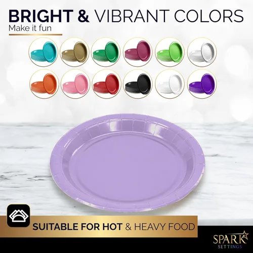 Miniatura 2 de Amcrate Platos de papel desechables lavanda, platos de postre de papel de 7 pulgadas, plato desechable fuerte y resistente para fiestas, cenas