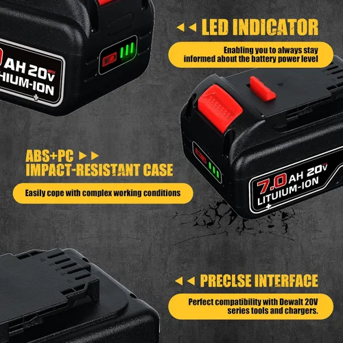 Miniatura 3 de VANON 7.0Ah 20V Reemplazo para batería Dewalt 20V Max de iones de litio compatible con Dewalt Bateria DCB200 DCB204 DCB206 DCB201 DCB203 DCB181