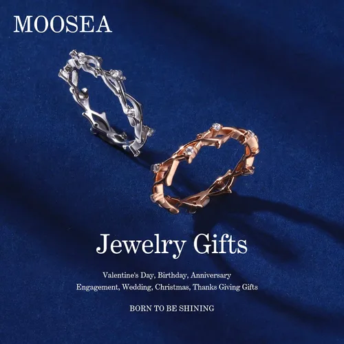 Miniatura 2 de MOOSEA Regalos para el día de San Valentín para ella, anillos de diamantes creados en laboratorio con claridad VVS1 de 14 quilates, color blanco