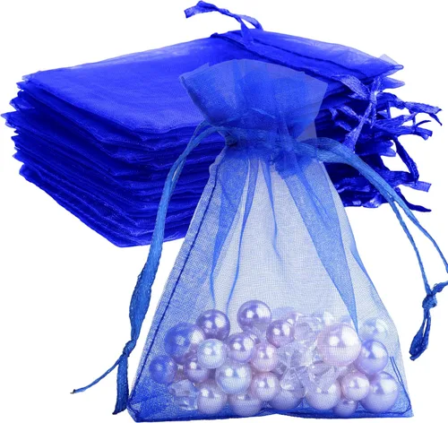 Miniatura 21 de Bolsas de organza, bolsa de organza transparente, 50 unidades, pequeñas bolsas de organza con cordón de 3 x 4 pulgadas, bolsas de regalo de joyería