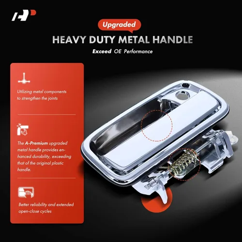 Miniatura 3 de A-Premium Manijas de puerta exteriores de metal mejoradas compatibles con Toyota Tacoma 1995-2004, cromadas, juego de 2 piezas, lado delantero