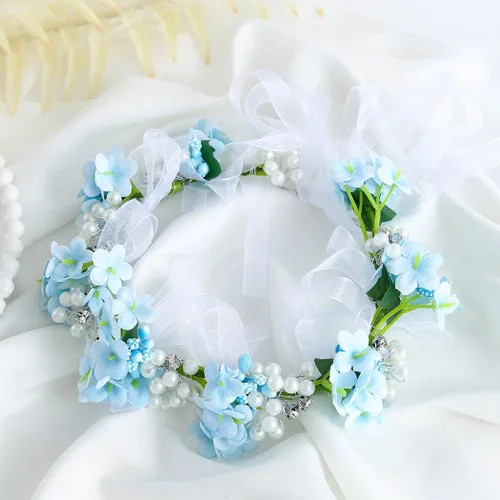 Miniatura 4 de Campsis Diadema de flores azules, tocado floral para niñas