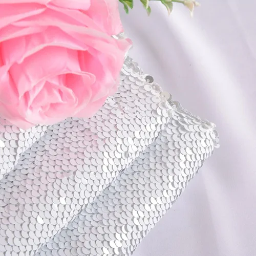 Miniatura 19 de DUOBAO Tela de Lentejuelas Reversibles con Efecto Flip - 0.5 Yarda de Lentejuelas de Sirena de Morado a Dorado, Material de Costura Brillante DIY