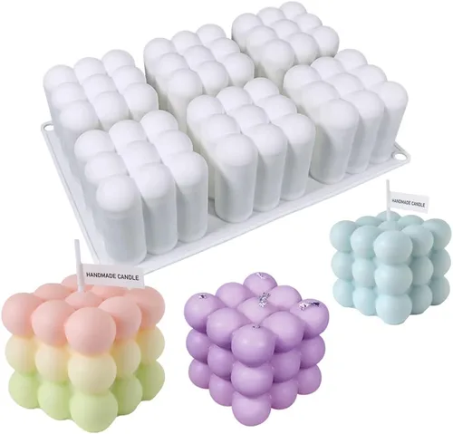 Moldes de vela para hacer velas de burbujas, moldes de silicona para velas de burbujas de 6 cavidades para hacer jabón, molde de pastel de burbujas
