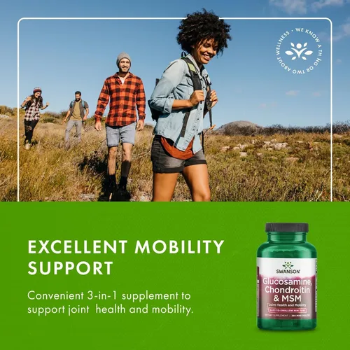 Miniatura 6 de Swanson Glucosamina, condroitina y MSM - Suplemento para la salud del cartílago y las articulaciones* - Apoya la movilidad y la flexibilidad* - Mini