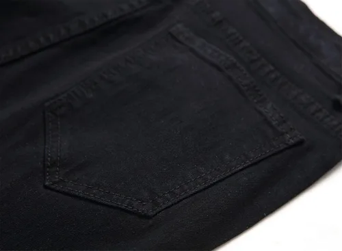 Miniatura 5 de Andongnywell - Pantalones de mezclilla ajustados para hombre con corte destruido en la rodilla desgastados, ajustados, elásticos, pantalones