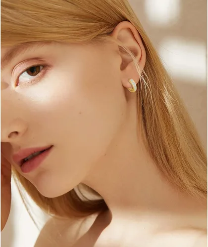 Miniatura 26 de CiNily Aretes Huggie de ópalo con bisagras, chapados en oro, hipoalergénicos, pequeños aretes de aro para mujeres, adolescentes, niñas, hombres