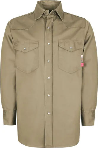 Miniatura 12 de KONRECO FR Camisas de botones para hombre con resistencia al fuego HRC2 Camisas de soldadura para hombre
