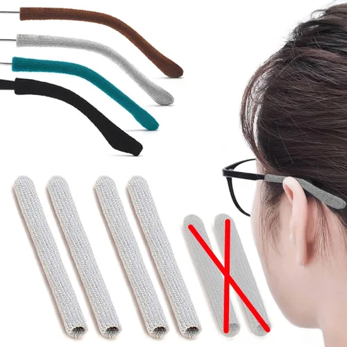 Miniatura 12 de 2 pares de agarraderas extendidas para orejas de anteojos, cojín de brazo de algodón de punto suave mejorado para anteojos detrás de la oreja