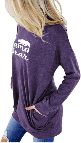 Miniatura 3 de onlypuff Sudaderas tipo túnica con estampado de bolsillo para mujer