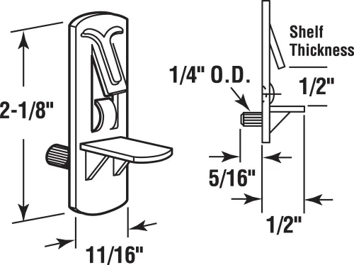 Miniatura 2 de Prime-Line U 11299 Clavija de soporte para estantes, autobloqueante de 1/4 pulgadas x 1/2 pulgadas, transparente (paquete de 4)
