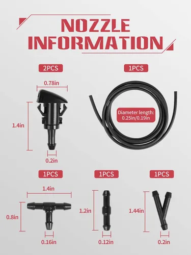 Miniatura 3 de OTUAYAUTO Kit de manguera para lavaparabrisas, manguera universal de líquido de lavadora de 9.8 ft (118 pulgadas) con 12 conectores, compatible