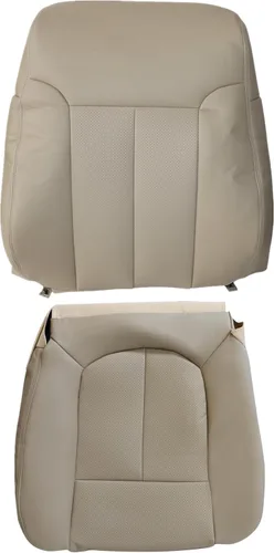 NLQR Fundas de asiento trasero inclinado para parte inferior y superior del lado del conductor, de piel perforada, color caqui, compatible con Ford