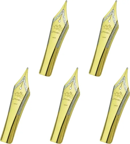 Miniatura 10 de 5 puntas de repuesto extra finas # 5 para pluma estilográfica Jinhao 250, 500 y Dragon Phoenix Jinhao # 5 Borde dorado