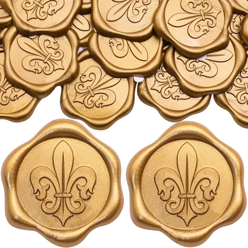 Miniatura 13 de SWANGSA 50 Pcs 3D Bow Wax Seal Stickers, Antique Gold Self Adhesive Wax Seal Stickers for Wedding Party Invitations, Envelopes, Greeting Cards, Gift