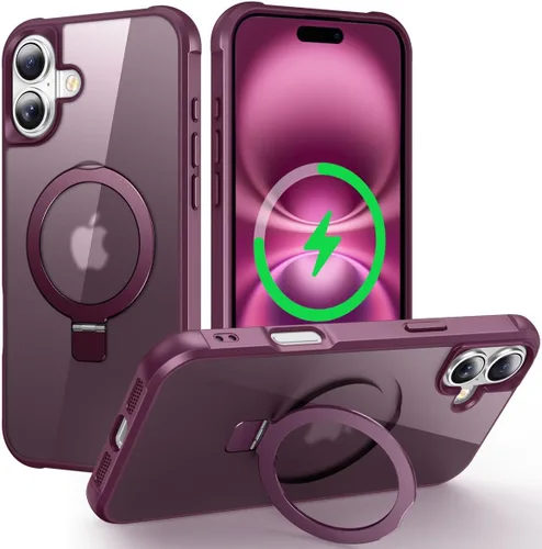 Miniatura 138 de CHAOFEnG Funda magnética compatible con iPhone 11 con soporte, prueba de caídas de grado militar, compatible con imán, anillo translúcido, parte
