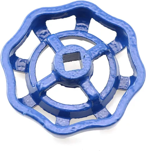 Miniatura 2 de Manija redonda de la rueda del grifo exterior del hierro fundido, manguera babero grifo de agua 0.236x0.236 in, azul