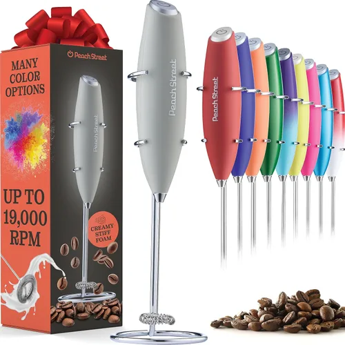 Miniatura 19 de Potente espumador de leche de mano, mini espumador de leche, funciona con pilas (no incluida), mezclador de bebidas de acero inoxidable para café