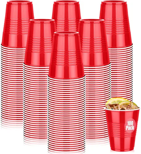 Miniatura 8 de Paquete de 100 Vasos de Plástico Verdes de 12 oz, Vasos Desechables para Fiestas, Vasos Resistentes para Beber, Vasos de Navidad para Bodas
