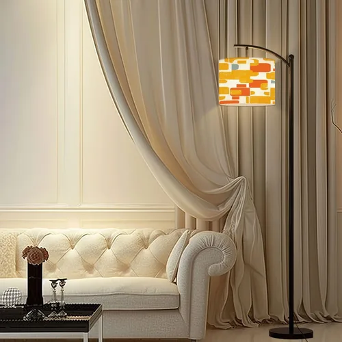 Miniatura 7 de Arc Floor Lamp Aesthetic mid century seamless retro design Decorative 50 s 60 s 70 s Tall Standing Lamp Modern Dimmable with Remote Adjustable Drum