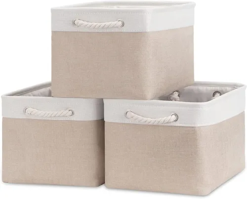 Miniatura 65 de Bidtakay Cestas de almacenamiento de tela con asas [paquete de 2] organizador de lona grande de 16 x 11.8 x 11.8 pulgadas, canastas altas plegables