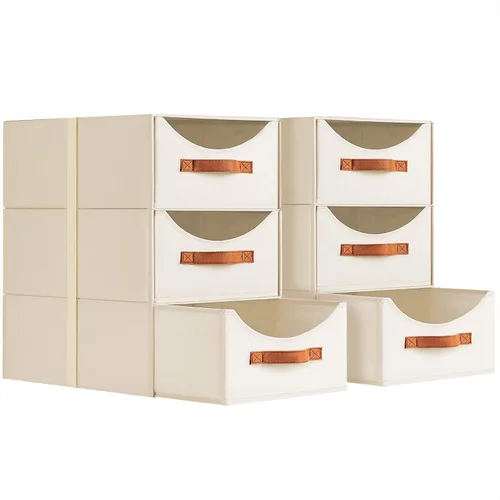 Miniatura 21 de Homsorout Cajones de almacenamiento apilables, contenedores de almacenamiento plegables con cajones, paquete de 8 cestas organizadoras de estantes