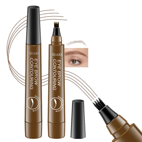 Kaely 2 piezas de lápiz de cejas para mujeres, lápiz de cejas con 4 puntas mágico preciso resistente al agua, lápiz de contorno de cejas con técnica