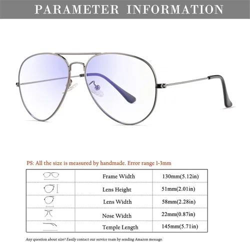 Miniatura 8 de HJSTES Lentes de aviador de lente transparente luz azul para mujeres y hombres marco de piloto anteojos clásicos sin receta