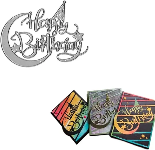 Miniatura 6 de 4 piezas troqueladas para hacer tarjetas, troqueles de corte de feliz cumpleaños Supplies DIY Die Cutters Card Making Stencil Embossing Tool
