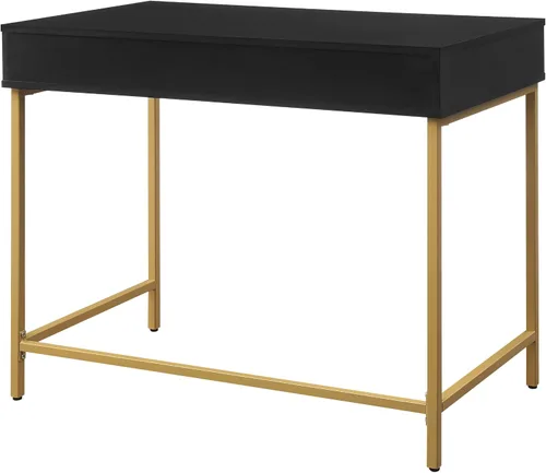 Miniatura 6 de OSP Home Furnishings Modern Life - Escritorio contemporáneo con cajón grande y patas de metal dorado, acabado negro