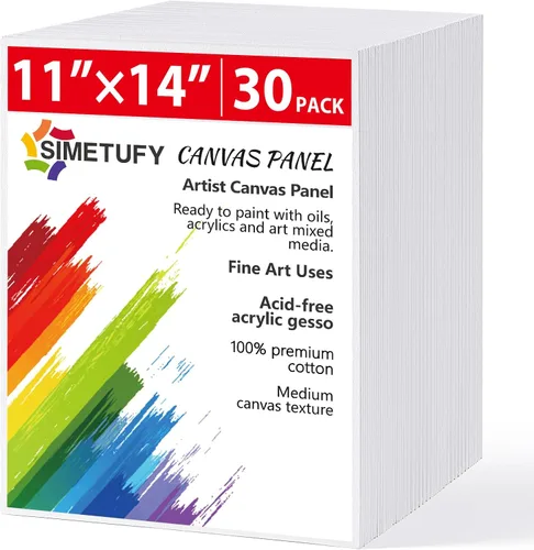 Miniatura 29 de Simetufy Paquete de 12 tableros de lienzo de 9 x 12 pulgadas para pintar paneles de lienzo, imprimados con gesso sin ácidos, 100% algodón